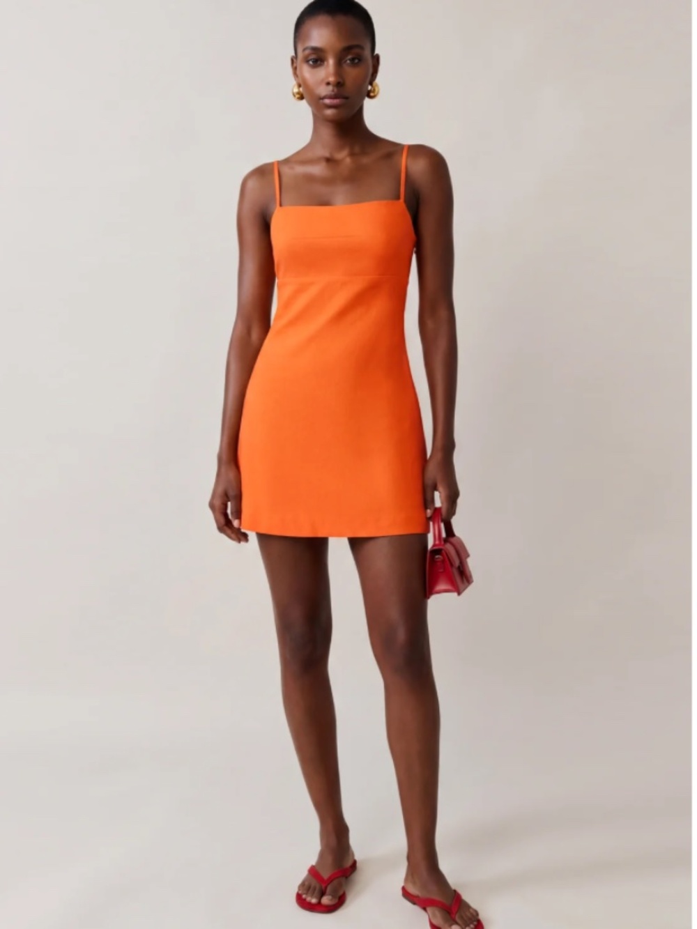 Few Moda kourt Velma Orange Linen Blend Slip Mini Dress NWT Size 0 90s Style